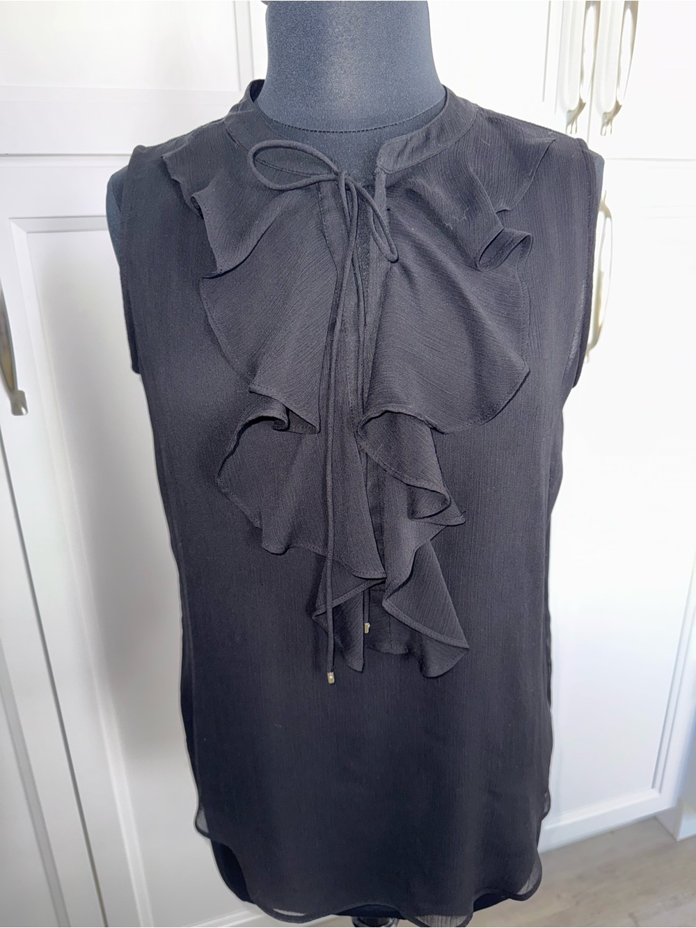 Tommy Hilfiger Black V-Neck Blouse with Logo Neck Label